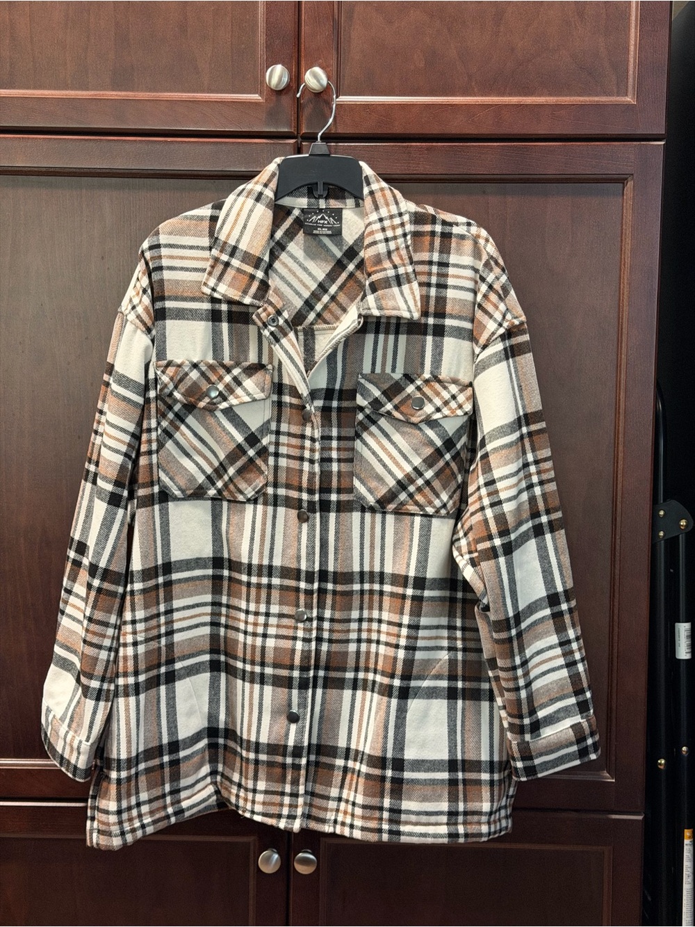 HFX/Establish Your Journey Today Plaid Shacket Jacket in Brown/White - Women's